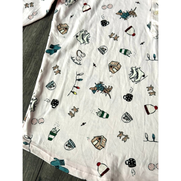 Kate Spade Henley Pajama Shirt Holiday Daushaunds Print Size Small $99 - Picture 4 of 10